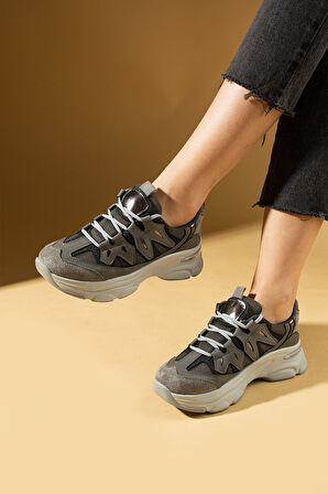 Pembe Potin Bağcıklı Rahat Taban Kadın Sneakers 36-873-25