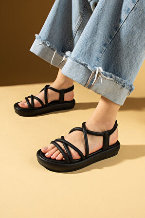 Pembe Potin Yumuşak Bantlı Hafif Taban Lastikli Kadın Sandalet 59-708-25