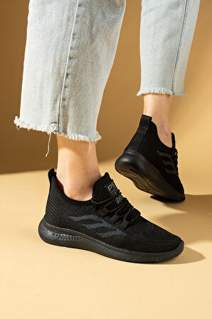 Pembe Potin Esnek Taban Bağcıklı Rahat Kalıp Kadın Sneaker 001-22-25