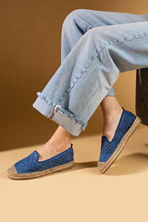 Pembe Potin Lazer Kesim Rahat Hasır Taban Dilli Kadın Babet 68-1024-25Süet