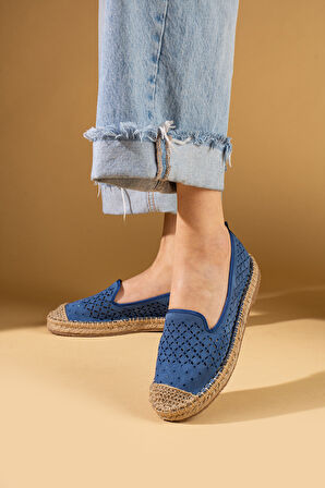 Pembe Potin Lazer Kesim Rahat Hasır Taban Dilli Kadın Babet 68-1024-25Süet