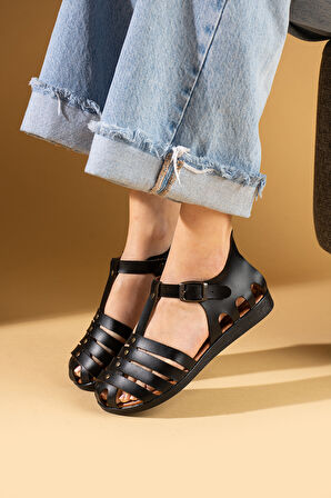 Pembe Potin 4 Biyeli Tokalı Rahat Taban Kadın Sandalet 51-171-25