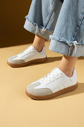 Pembe Potin Rahat Taban Bağcıklı Kadın Sneaker 001-7001-25