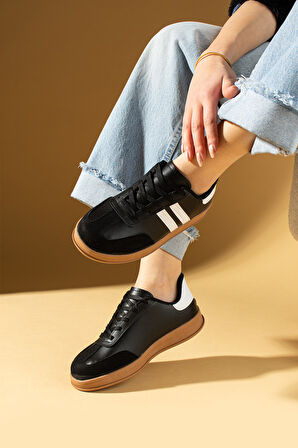 Pembe Potin Rahat Taban Bağcıklı Kadın Sneaker 001-7001-25