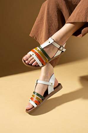 Pembe Potin İnce Bantlı Zımba Detaylı Tokalı Kadın Sandalet 51-201-25Garni