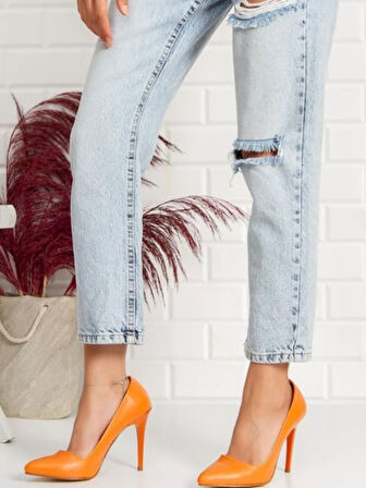 Pembe Potin Rahat Kalıp Uzun Topuklu Kadın Klasik Stiletto 017-1770-23Cilt
