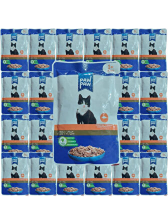 Paw Paw Jöle Içinde Somonlu Yaş Kedi Maması 85 gr x 24 Adet