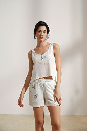 Kadın Pamuklu Patlı Kalın Askılı Atlet Pijama Üstü