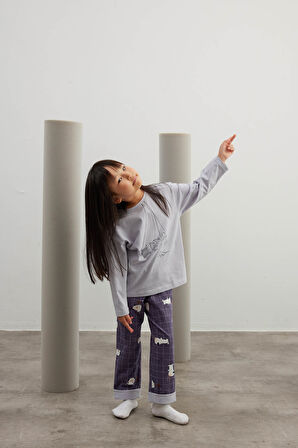 Kız Çocuk Pamuklu Uzun Kollu Pijama Takımı