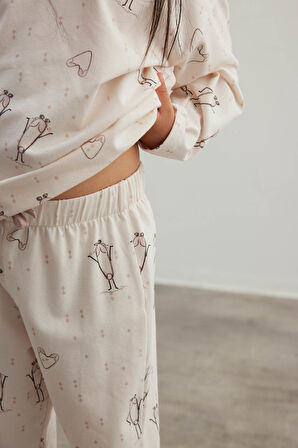 Kız Çocuk Pamuklu Uzun Kollu Pijama Takımı