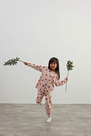 Kız Çocuk Pamuklu Uzun Kollu Pijama Takımı