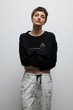 Kadın Pamuklu Cepli Uzun Pijama Altı