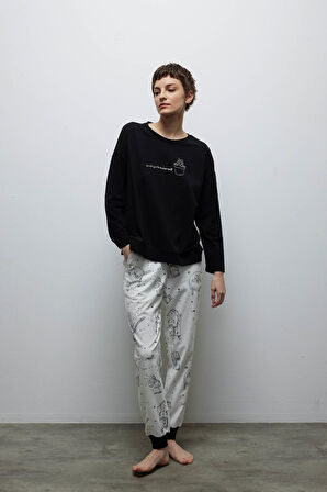 Kadın Pamuklu Cepli Uzun Pijama Altı