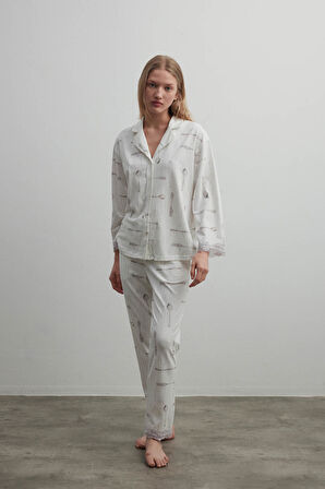 Kadın Pamuklu Uzun Kollu Dantel Detaylı Gömlek