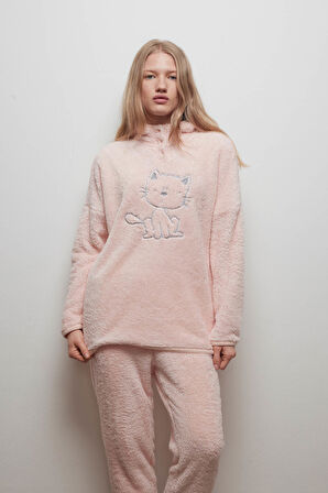 Kadın Yumuşak Dokulu Kapüşonlu Sweatshirt Üst