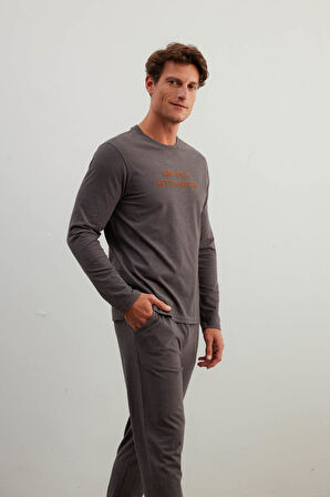 Erkek Pamuklu Uzun Kollu Pijama Üstü