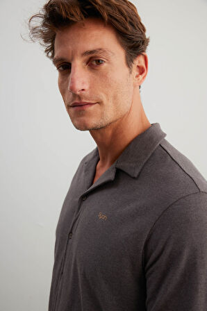 Erkek Pamuklu Uzun Kollu Gömlek Pijama Üstü