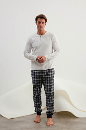 Erkek Pamuklu Uzun Kollu Pijama Takımı
