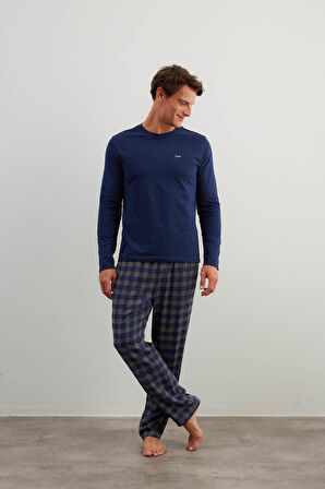 Erkek Pamuklu Uzun Kollu Pijama Takımı