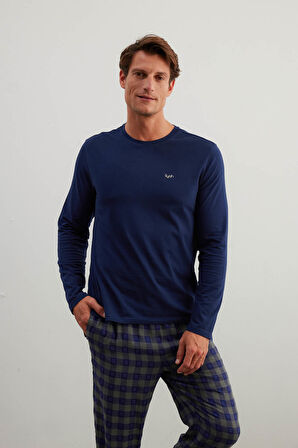 Erkek Pamuklu Uzun Kollu Pijama Üstü