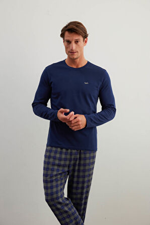 Erkek Pamuklu Uzun Kollu Pijama Üstü