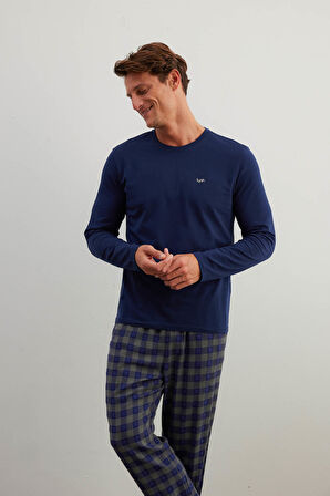 Erkek Pamuklu Uzun Kollu Pijama Üstü