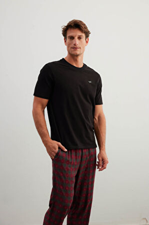 Erkek Pamuklu Kısa Kollu Pijama Üstü