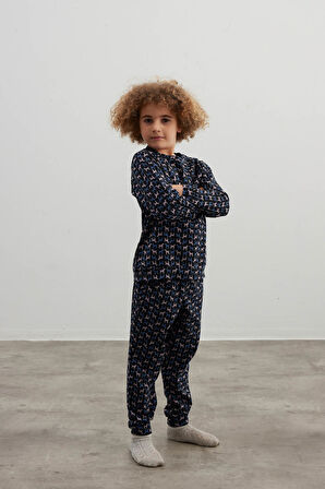 Erkek Çocuk Pamuklu Uzun Kollu Pijama Takımı