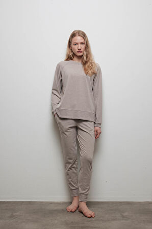 Kadın Pamuklu Reglan Uzun Kollu Pijama Üstü