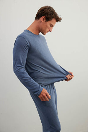 Erkek Flamlı Modal Uzun Kollu T-shirt