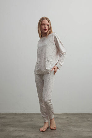 Kadın Pamuklu Uzun Kollu Pijama Takımı