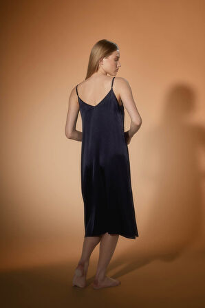 Kadın Vegan Dokuma Ayarlanır İp Askılı V Yaka Elbise