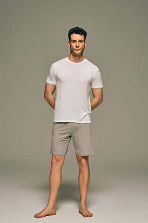 Erkek Modal Bisiklet Yaka Kısa Kollu T-shirt