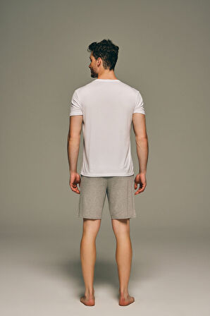 Erkek Modal Bisiklet Yaka Kısa Kollu T-shirt