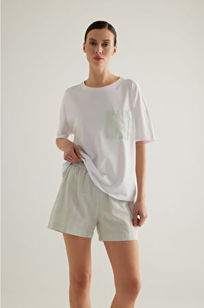 Kadın Pamuklu Kısa Kollu Pijama Üstü