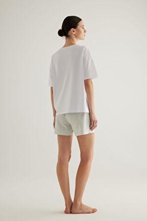 Kadın Pamuklu Kısa Kollu Pijama Üstü