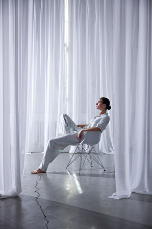 Kadın Dokuma Kısa Kollu Gömlek Pijama Üstü