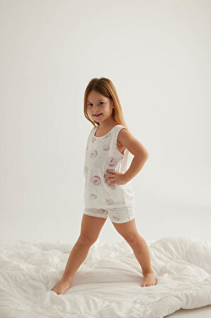 Kız Çocuk Pamuklu Atlet Şort Pijama Takımı