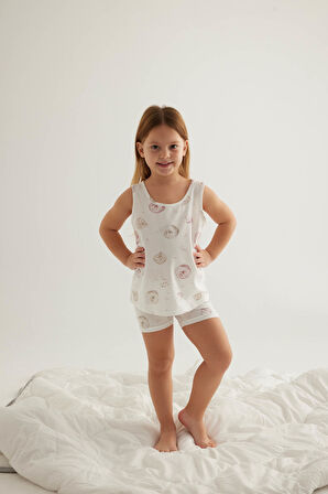 Kız Çocuk Pamuklu Atlet Şort Pijama Takımı