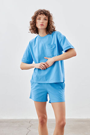 Kadın Pamuklu Pique Cepli Kısa Kol T-shirt