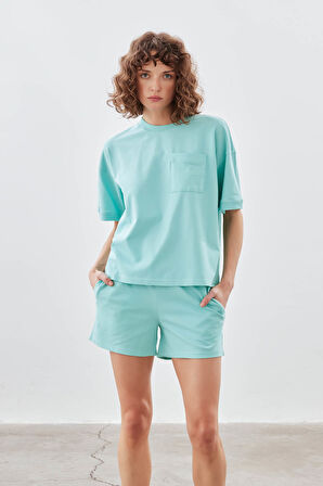 Kadın Pamuklu Pique Cepli Kısa Kol T-shirt