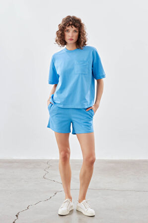 Kadın Pamuklu Pique Cepli Şort