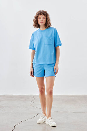 Kadın Pamuklu Pique Cepli Şort