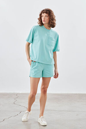 Kadın Pamuklu Pique Cepli Şort