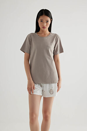 Kadın Pamuklu Cepli Şort Pijama Altı