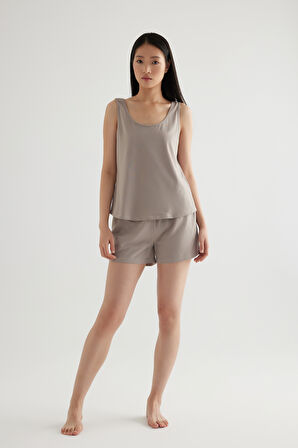 Kadın Pamuklu Kalın Askılı Atlet Pijama Üstü