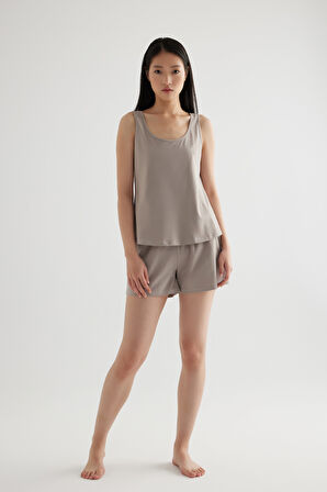 Kadın Pamuklu Kalın Askılı Atlet Şortlu Pijama Takımı