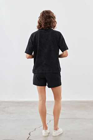 Kadın Pamuklu Yıkamalı Cepli Şort