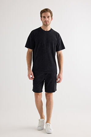 Erkek Pamuklu Yıkamalı Kısa Kollu T-shirt