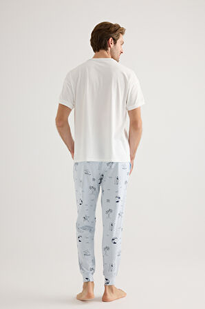 Erkek Pamuklu Kısa Kollu Pijama Üstü